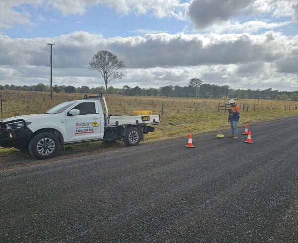 Geotechnical Services technician performing field density for the Gympie DFRA project